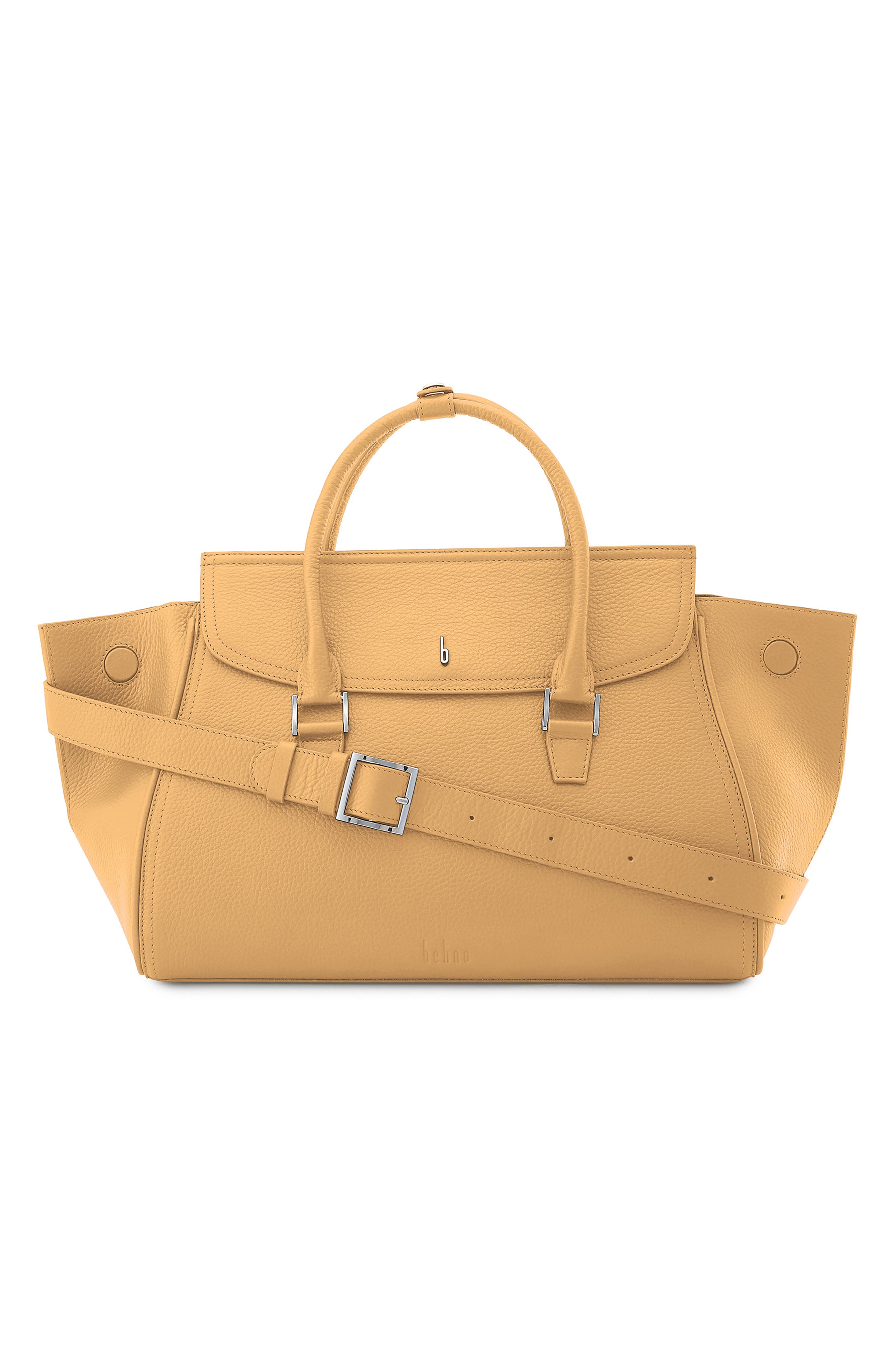 Large Coco Pebble Leather Satchel, Alternate, color, BISQUE
