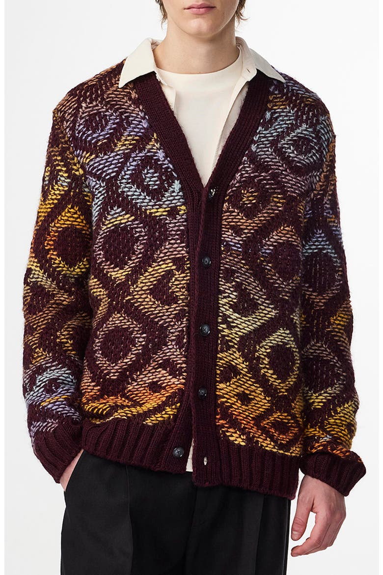 Viggo 60023 Wool Blend Cardigan, Main, color, WINE RED