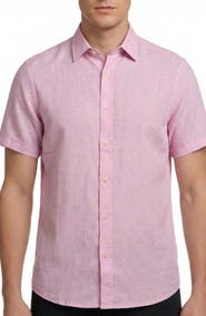 Report Collection Short Sleeve Linen & Cotton Blend Button-Up Shirt