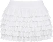 HOUSE OF CB Fifi Ruffle Eyelet Cotton Blend Miniskirt