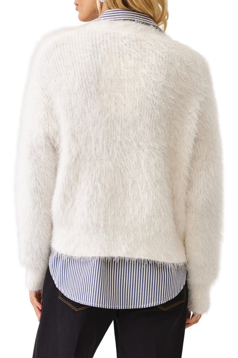 Open Front Fuzzy Knit Cardigan, Alternate, color, CREAM