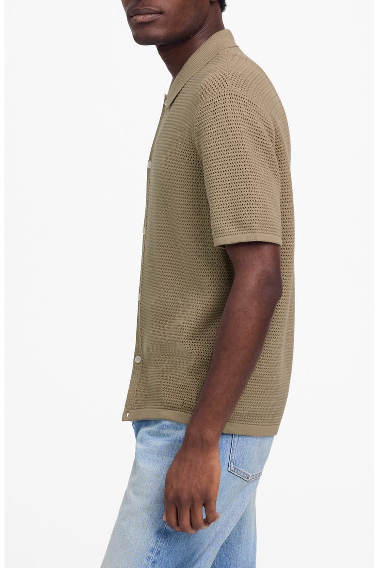 Short Sleeve Open Stitch Cotton Button-Up Shirt, Alternate, color, SAGEBRUSH
