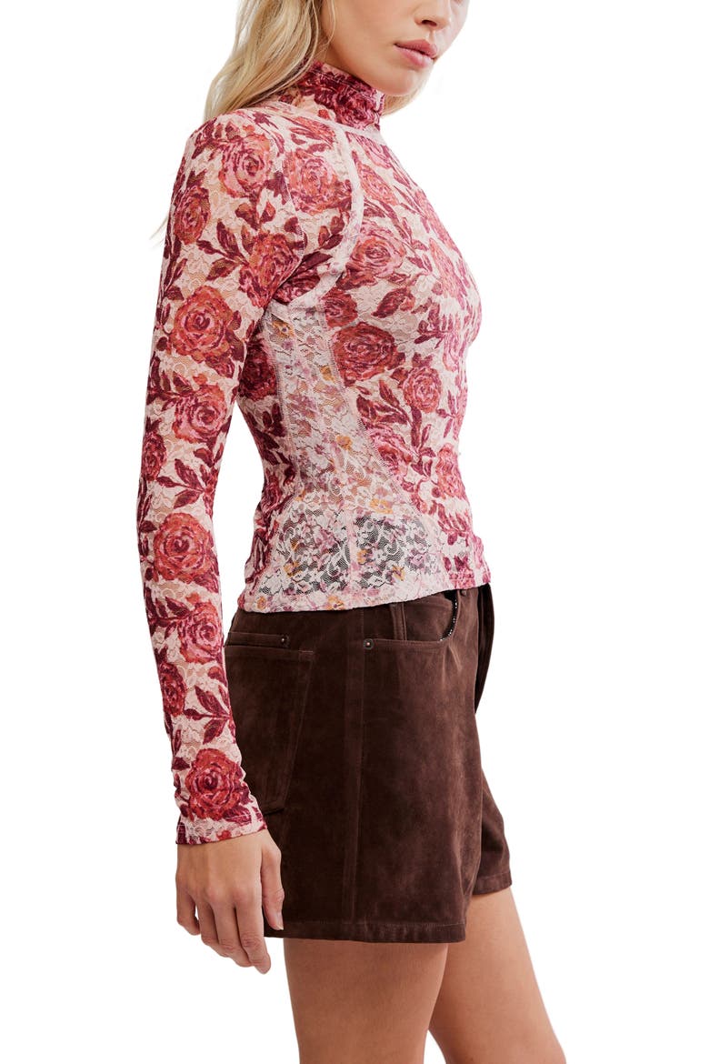 Lyric Floral Lace Top, Alternate, color, PINK COMBO