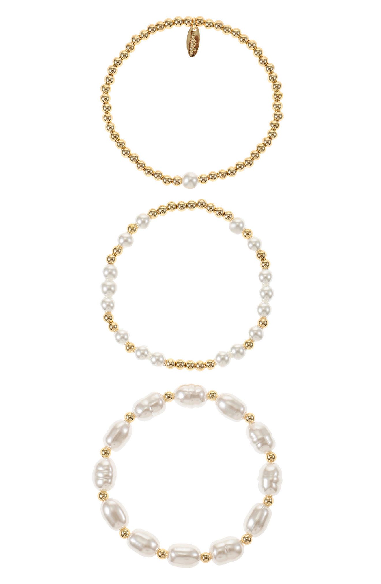 Set of 3 Imitation Pearl Stretch Bracelets