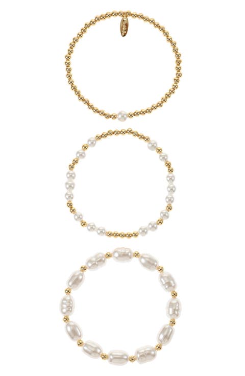 Set of 3 Imitation Pearl Stretch Bracelets