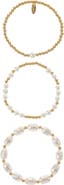 Ettika Set of 3 Imitation Pearl Stretch Bracelets