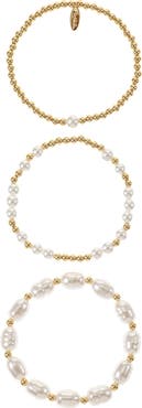 Ettika Set of 3 Imitation Pearl Stretch Bracelets
