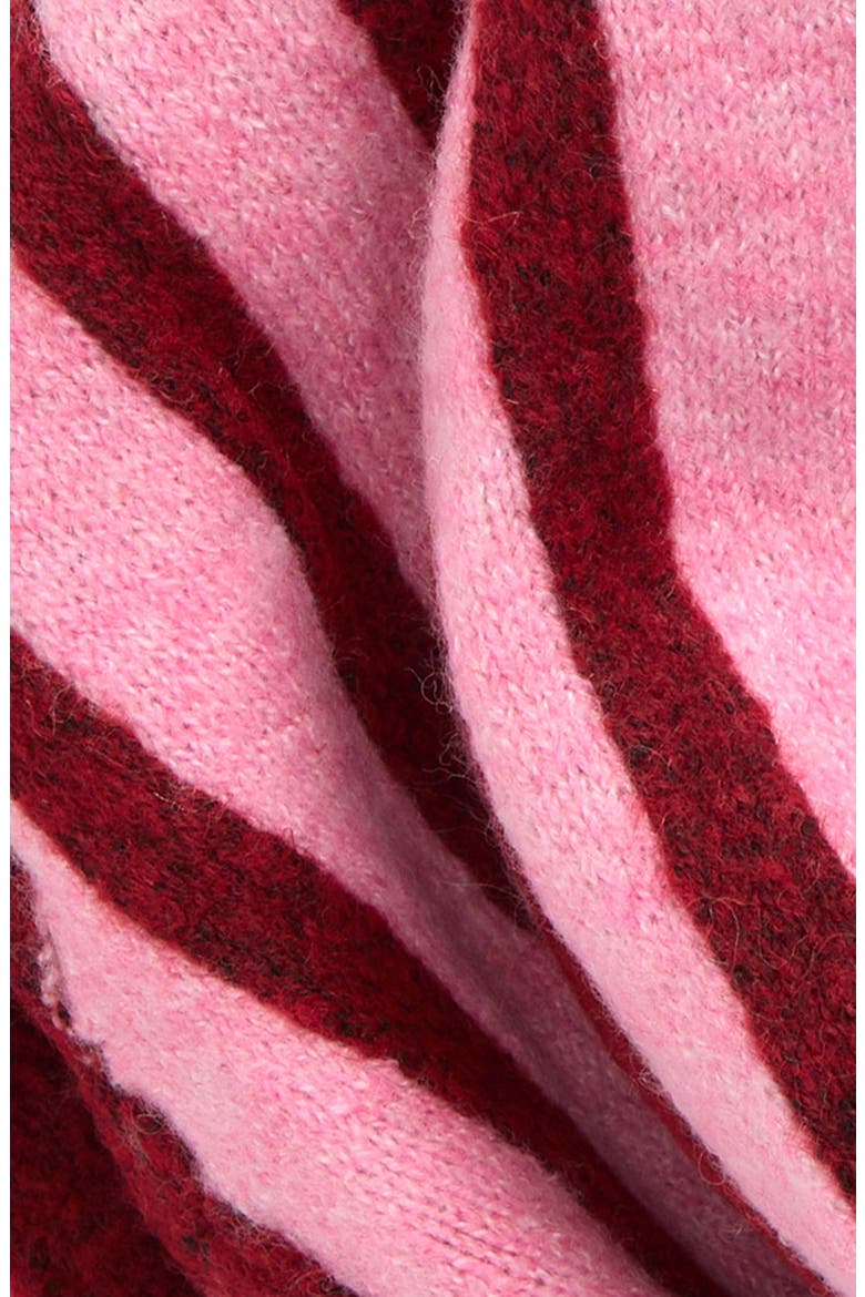 Scallop Trim Knit Triangle Scarf, Alternate, color, PINK STRIPE