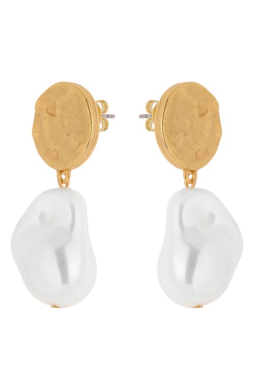 Reiss Maya Molten Faux Pearl Drop Earrings In Gold Tone/pearl