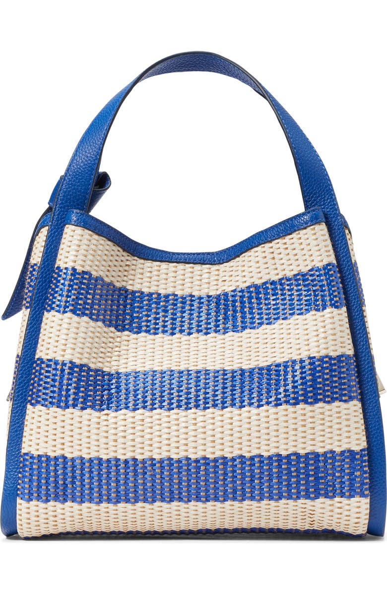 Kate Spade New York medium knott stripe woven straw shoulder bag, Alternate, color,