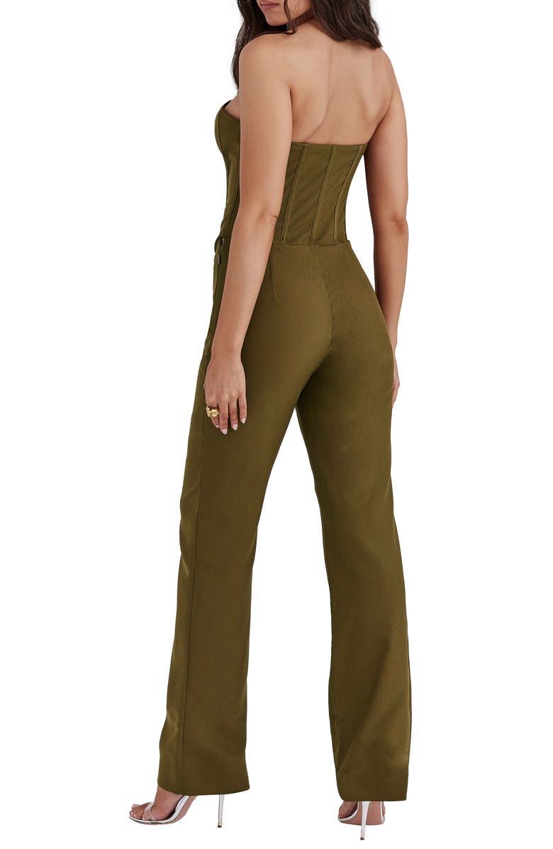 Mistress Rocks Strapless Corset Jumpsuit, Alternate, color, Khaki
