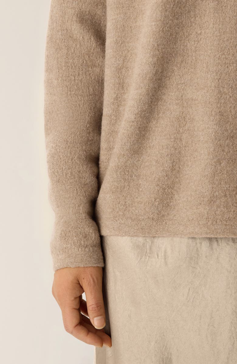 Eileen Fisher Relaxed Fit Wool Felt Sweater, Alternate, color, Biscuit