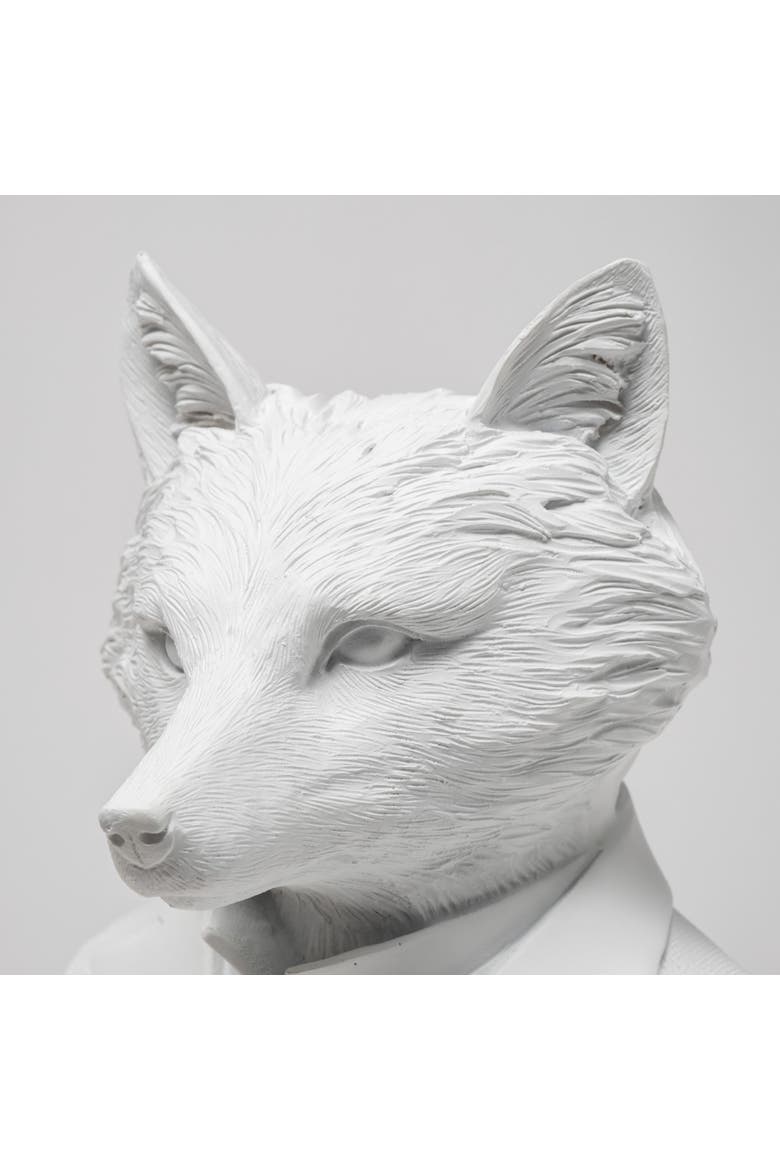 Murray Painted Resin Fox in a Suit Bust, Alternate, color, White