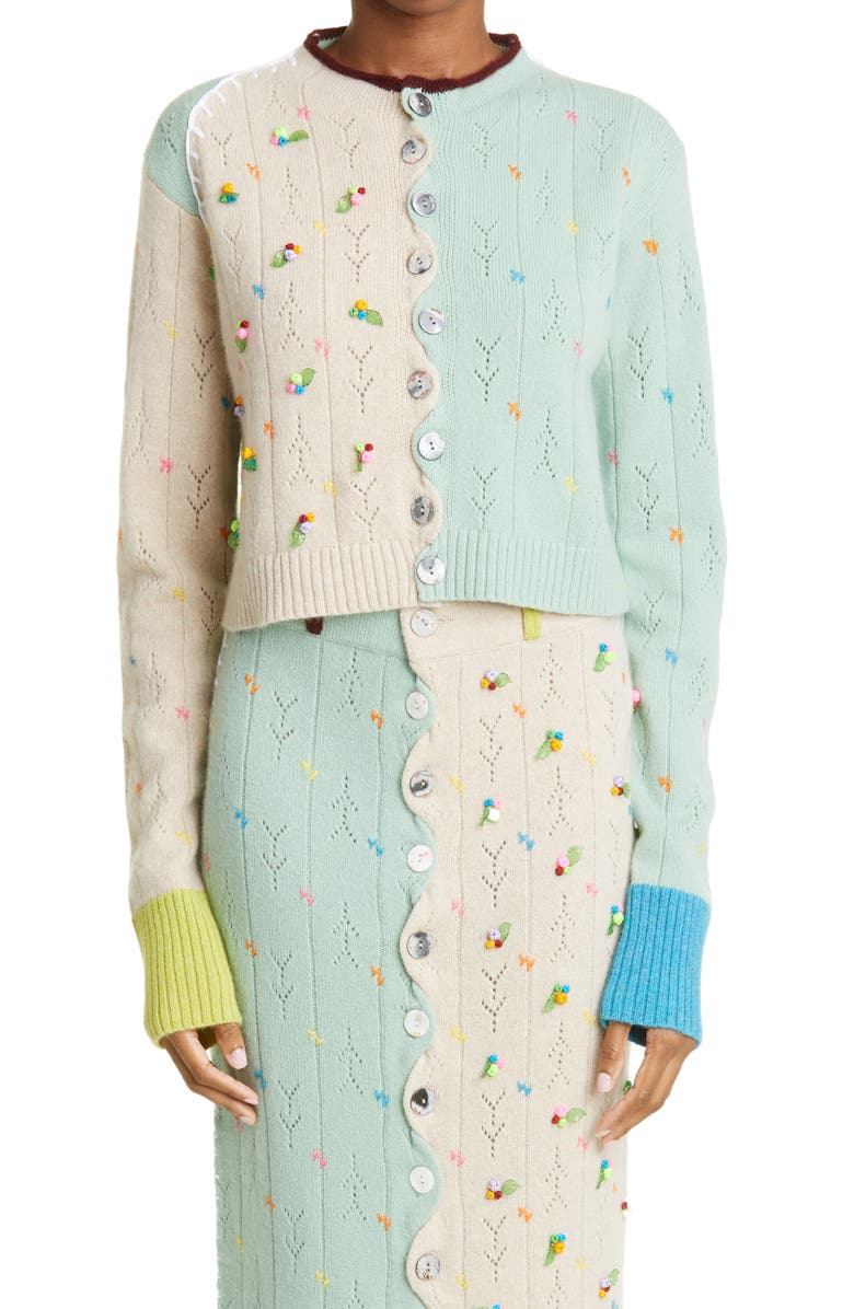 YanYan Rosie Pointelle Wool Cardigan, Main, color,