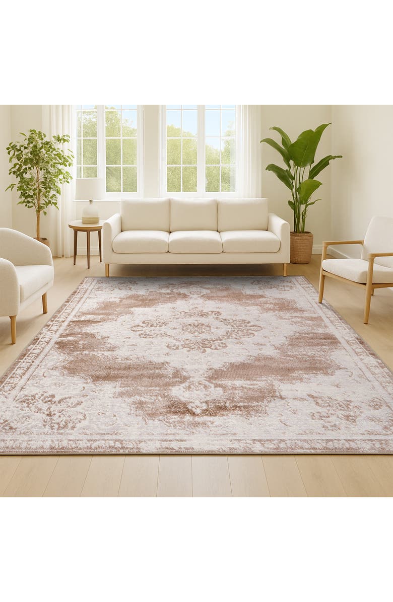 JONATHAN Y Alhambra Ornate Medallion Modern Area Rug, Alternate, color, Brown/Cream