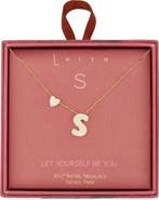 Leith Cubic Zirconia Heart & Bubble Initial Pendant Necklace