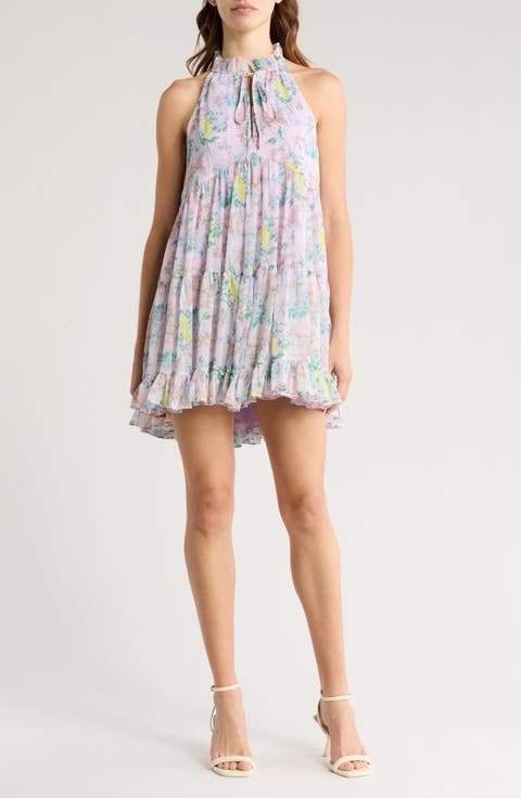 Washed Floral Print Minidress