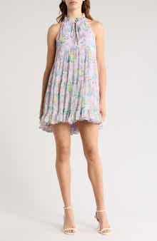 Washed Floral Print Minidress