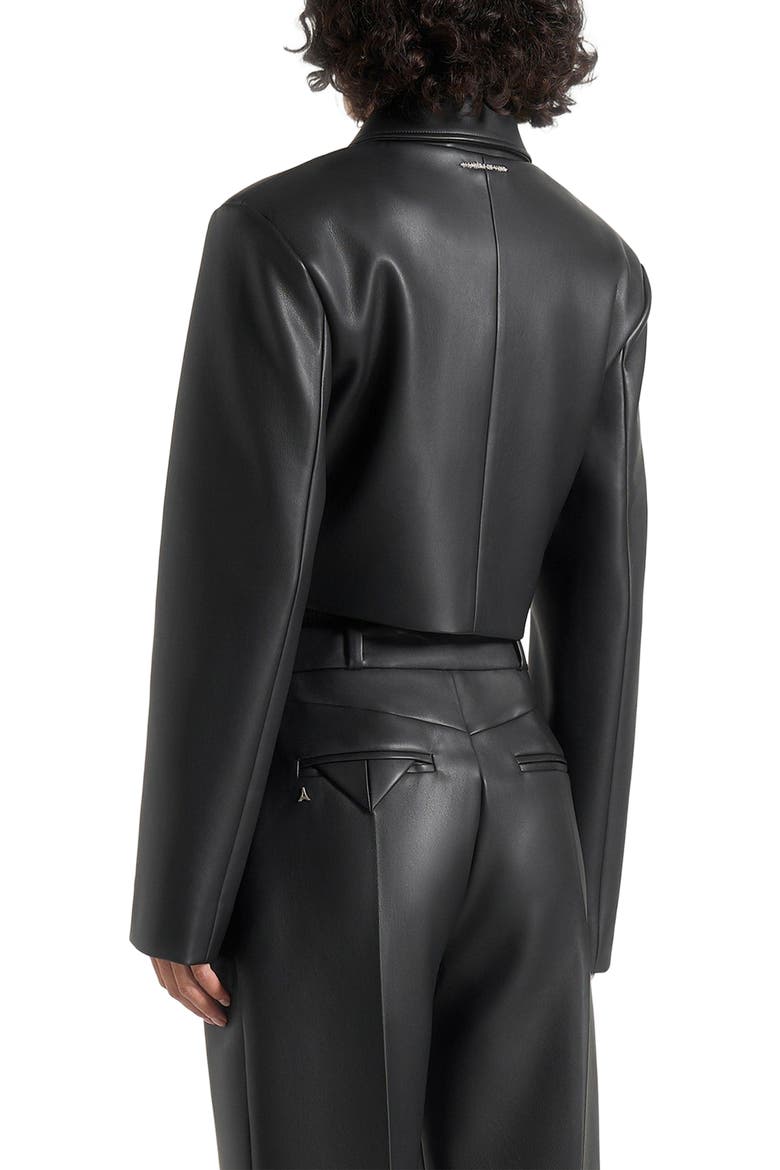 Ania Wide Shoulder Leather Jacket, Alternate, color, Black
