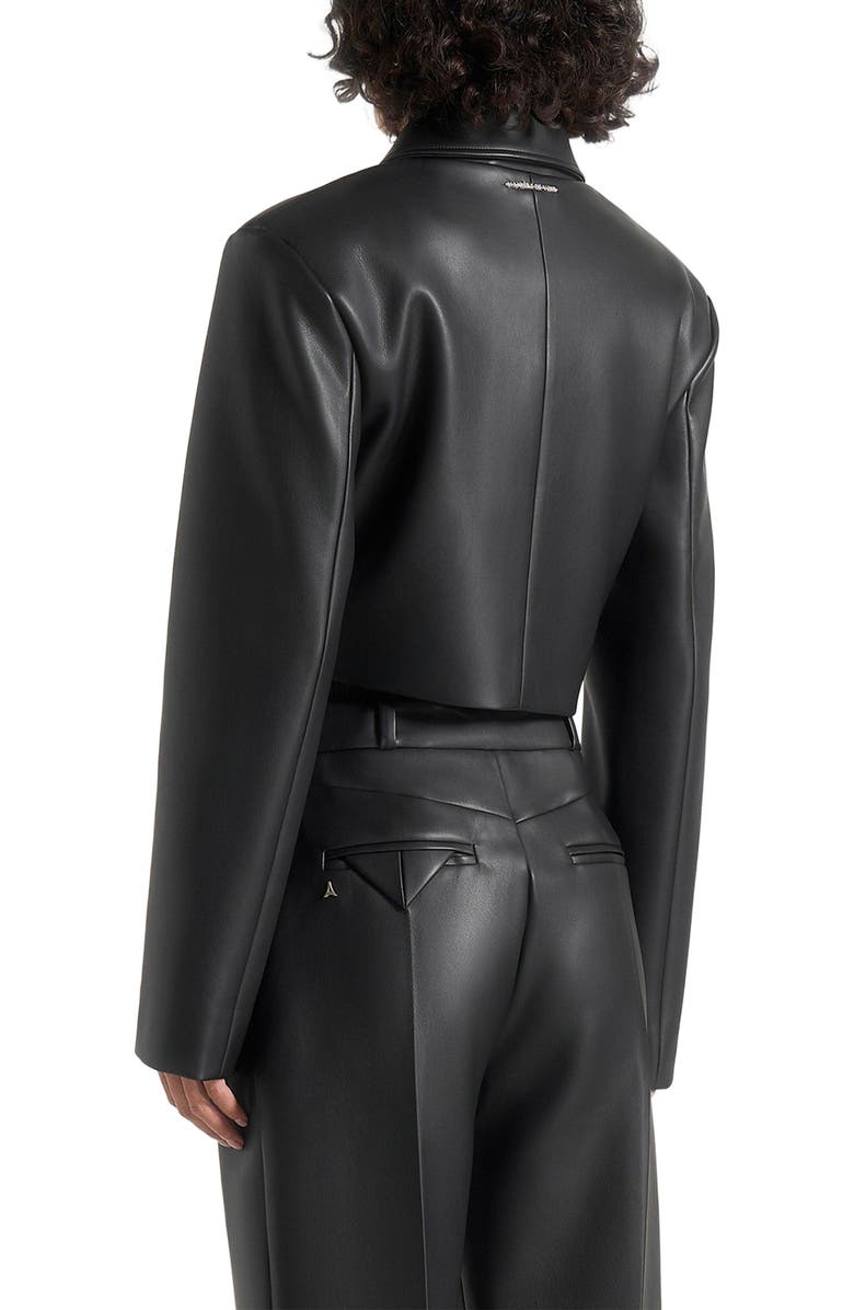 Manière De Voir Ania Wide Shoulder Leather Jacket, Alternate, color, Black