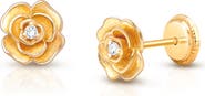 Tiny Blessings 14K Gold Rose Radiance CZ Stud Screw Back Earrings