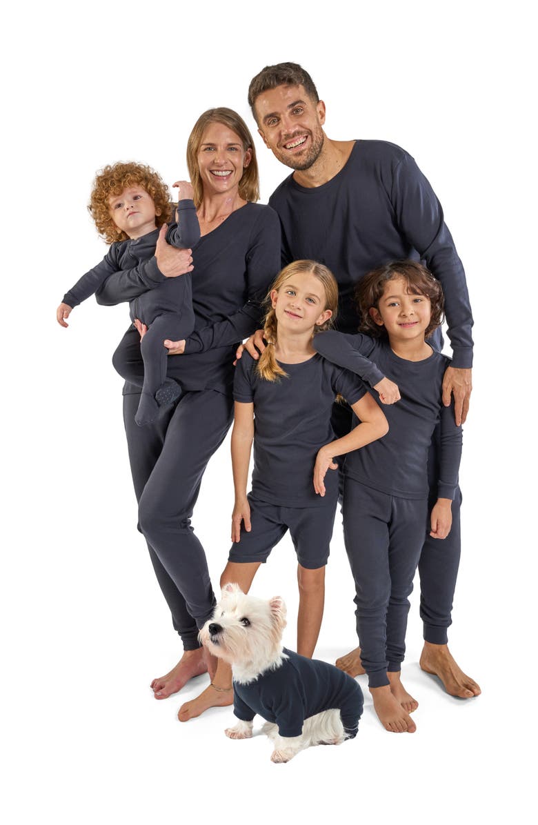 Leveret Kids Short Sleeve Cotton Solid Matching Family Pajamas, Alternate, color, Navy