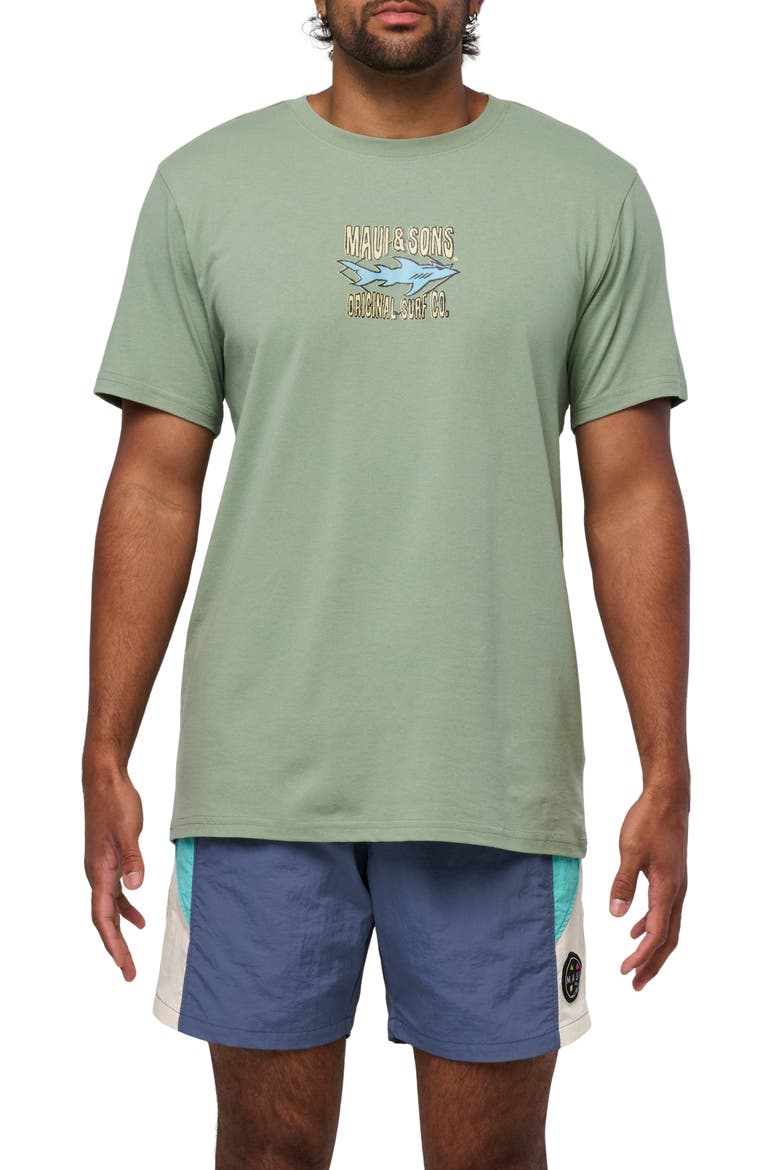 Shark Surf Graphic T-Shirt, Main, color, SAGE