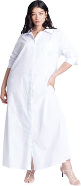 ELOQUII Collared Maxi Shirt Dress