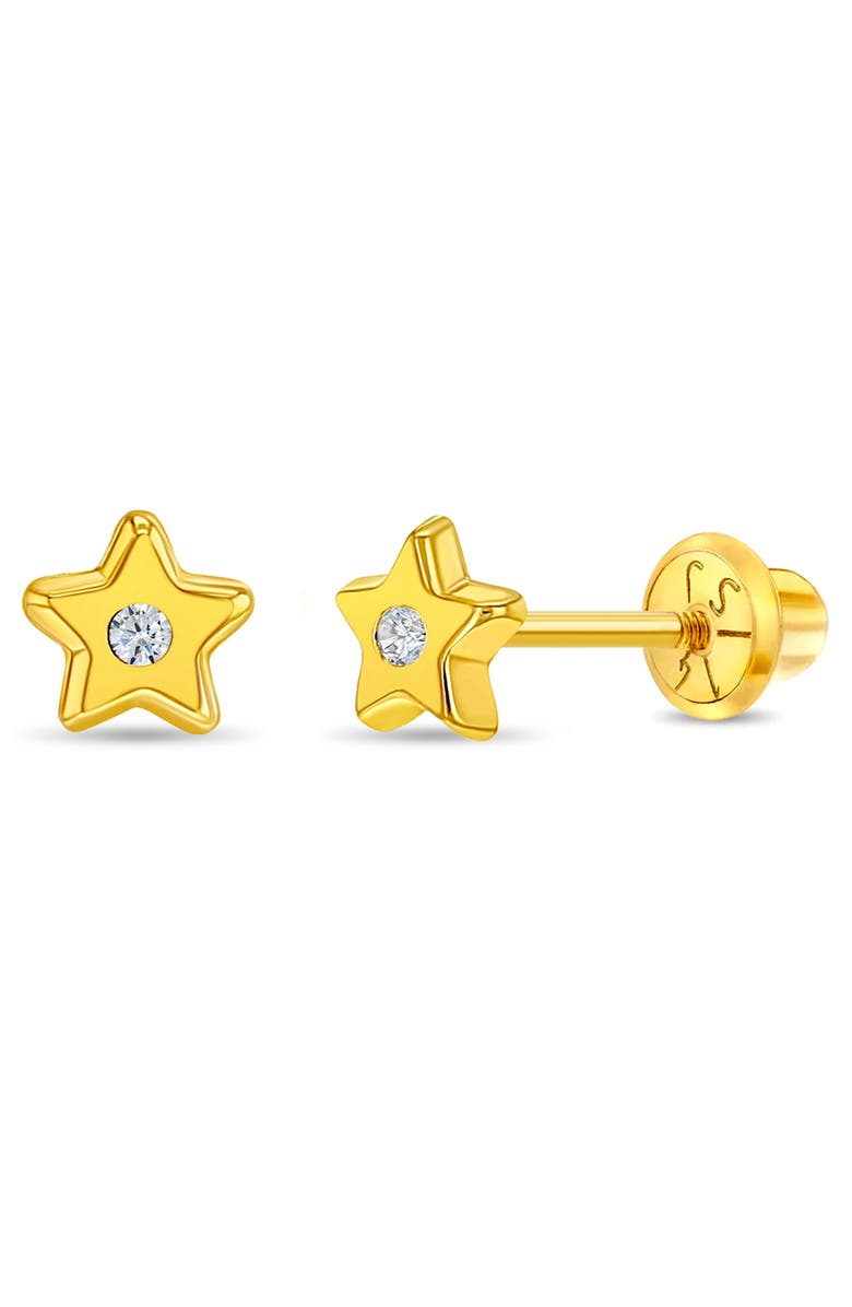 In Season Jewelry 14k Polished Cubic Zirconia Star Earrings, Main, color, Gold