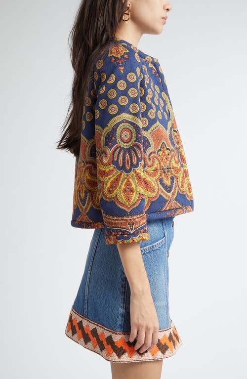 Valentino Garavani Paisley Crop Denim Jacket In Multi