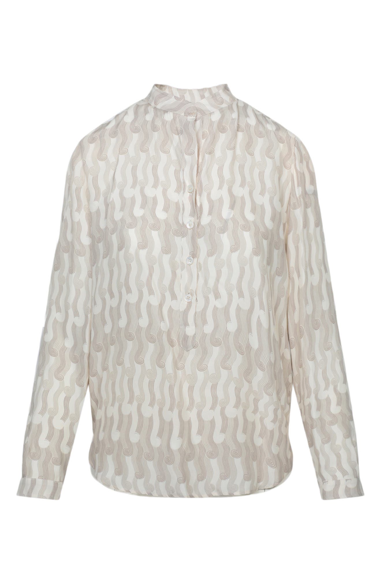 Stella McCartney Eva Button Half-Placket Long Sleeve Silk Blouse (Women ...
