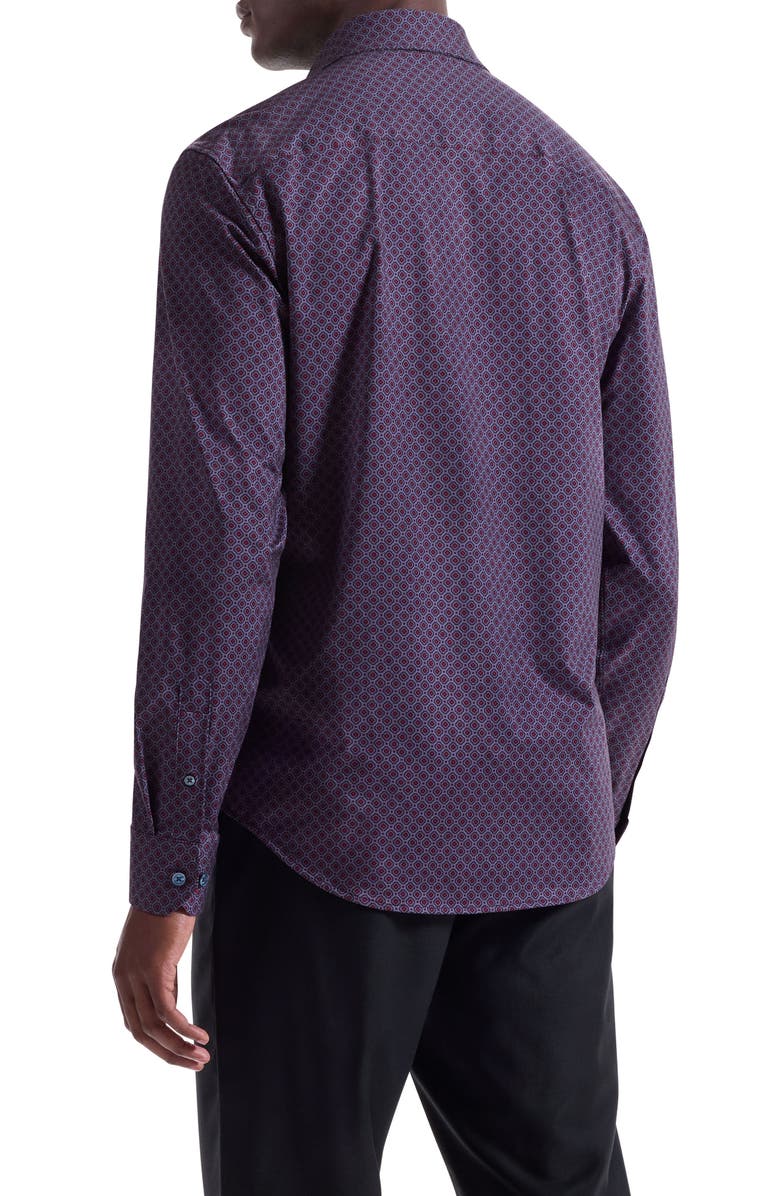 Bugatchi Jimmy OoohCotton<sup>®</sup> Geo Print Button-Up Shirt, Alternate, color, Amethyst