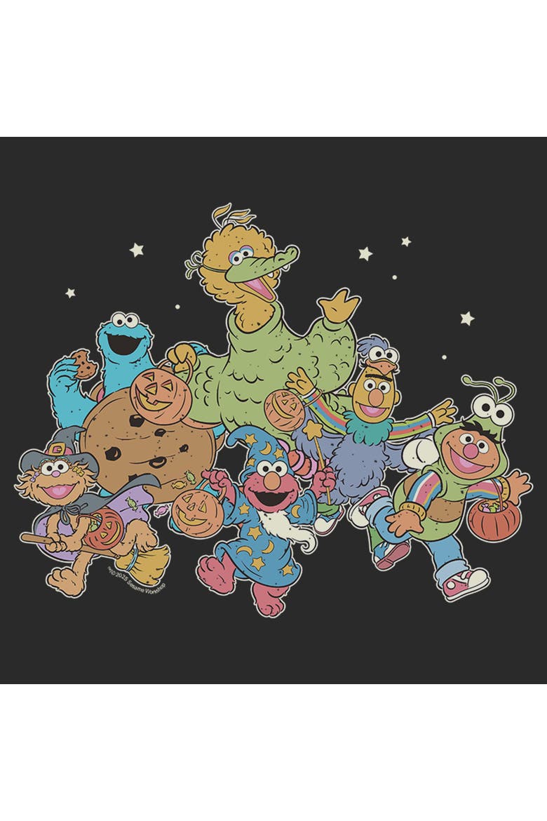 Men's Sesame Street Trick Or Treat With Elmo And His Friends  Graphic T-Shirt, Alternate, color, Charcoal