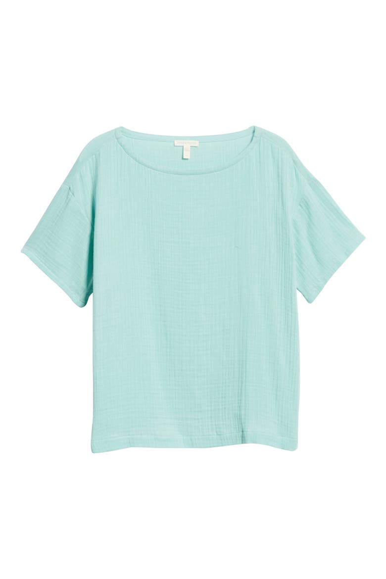 Boat Neck Boxy Organic Cotton Top, Alternate, color, CALYPSO
