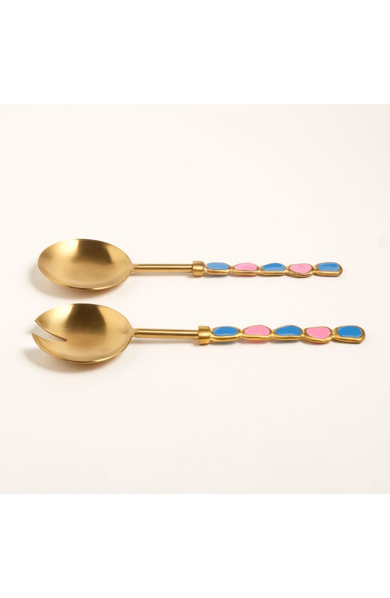 Zsa Zsa Zsu Rampur Set Of 2 Steel Salad Serving Maximalist, Alternate, color, Gold