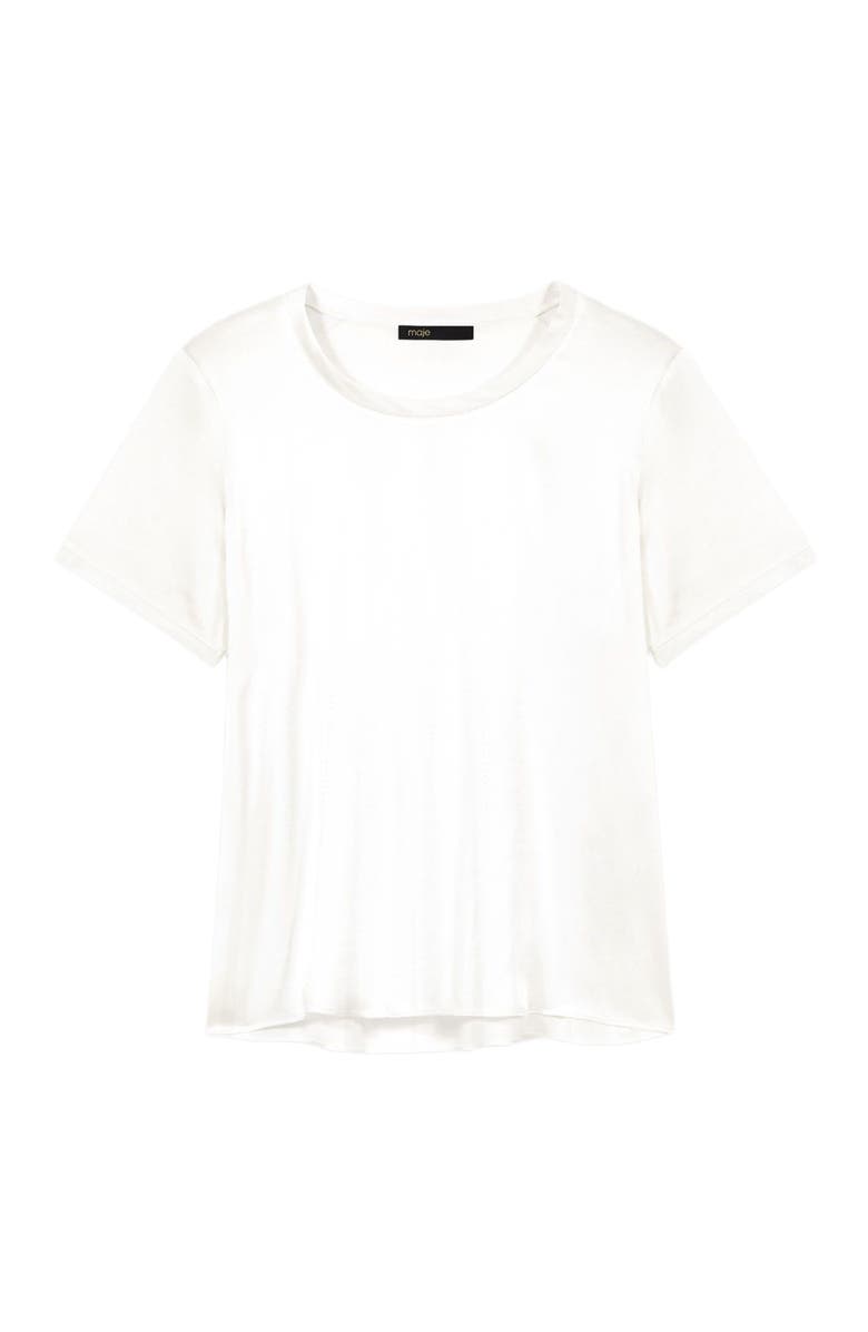 maje Short-sleeved silk top, Alternate, color, White