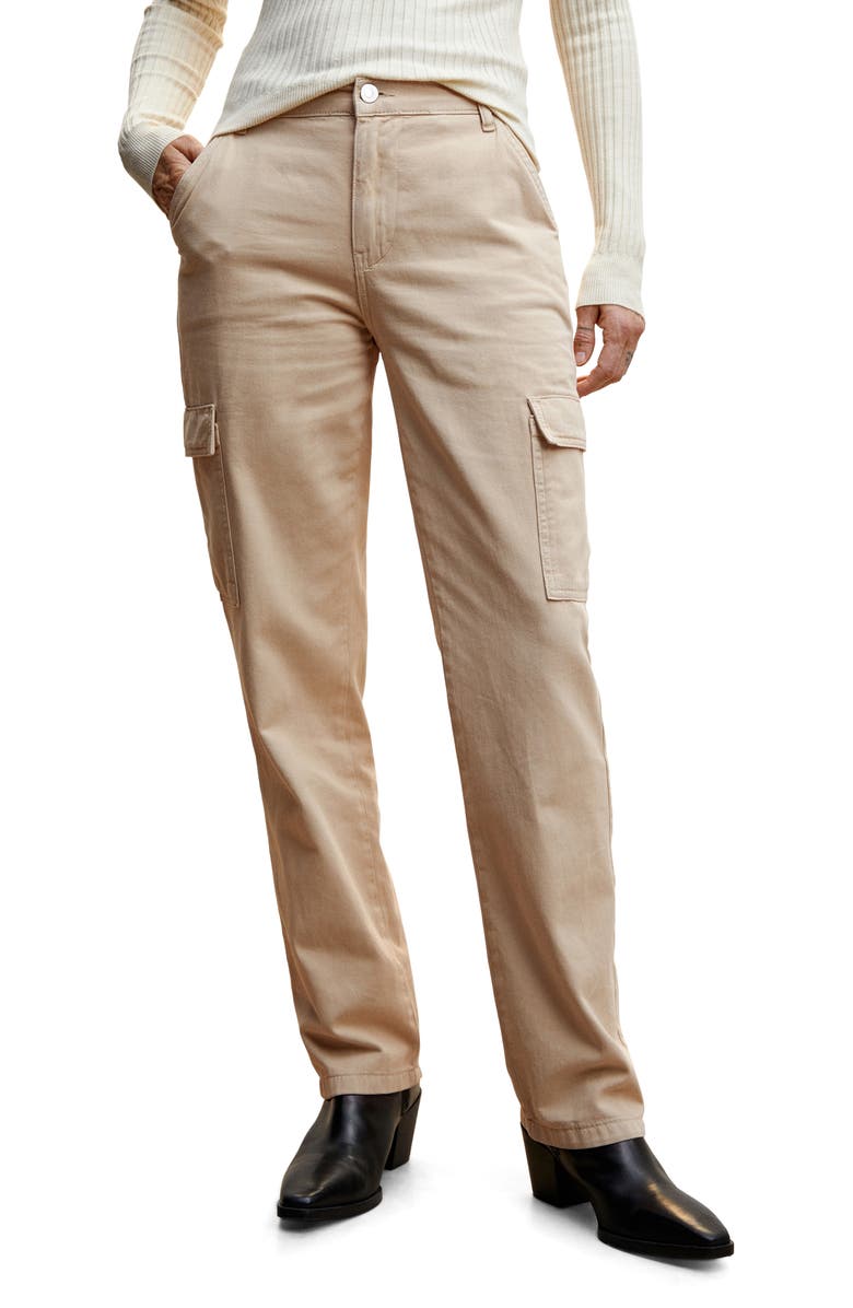MANGO Straight Leg Cargo Jeans, Main, color, 