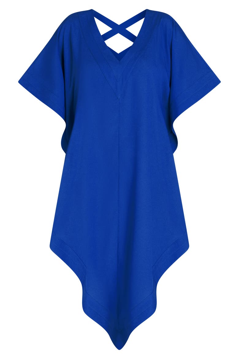Aria High-Low Crepe de Chine Cover-up Dress, Alternate, color, Blue