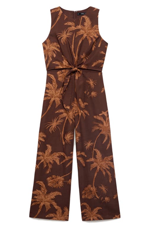 Mango Lyocell Jumpsuit Cut Out Knot Detail Brown In Brown