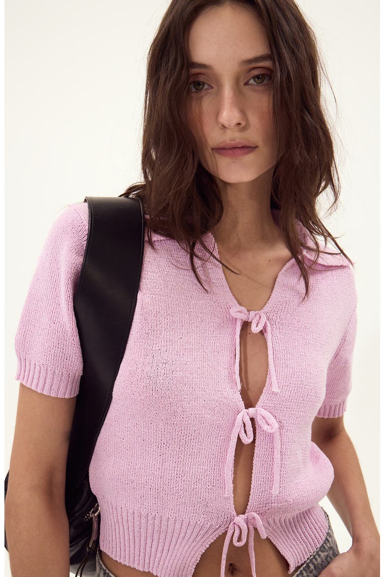 Paros Tie Front Sweater, Alternate, color, PINK