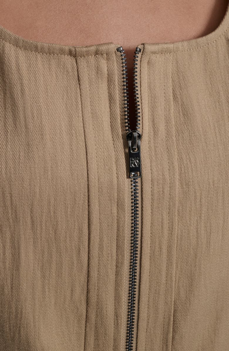 DKNY Cap Sleeve Zip Front Twill Shirt, Alternate, color, 