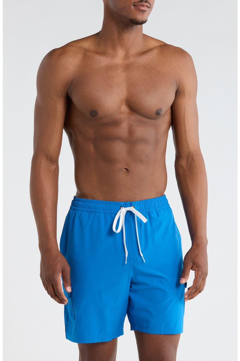 Cargo Volley Swim Shorts, Main, color, BALEINE BLUE