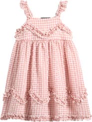 Ava & Yelly Kids' Gingham Ruffle Dress