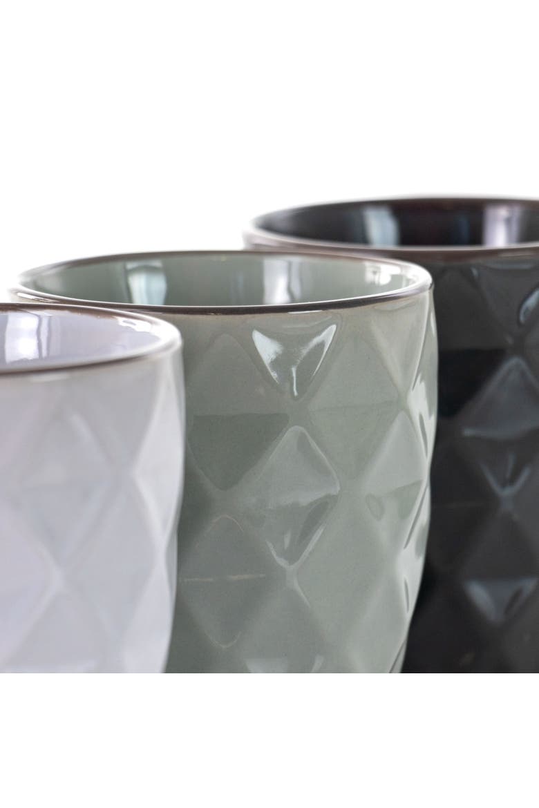 Diamond Waves 6-Piece 12 oz. Mug Set with Stand, Alternate, color, White