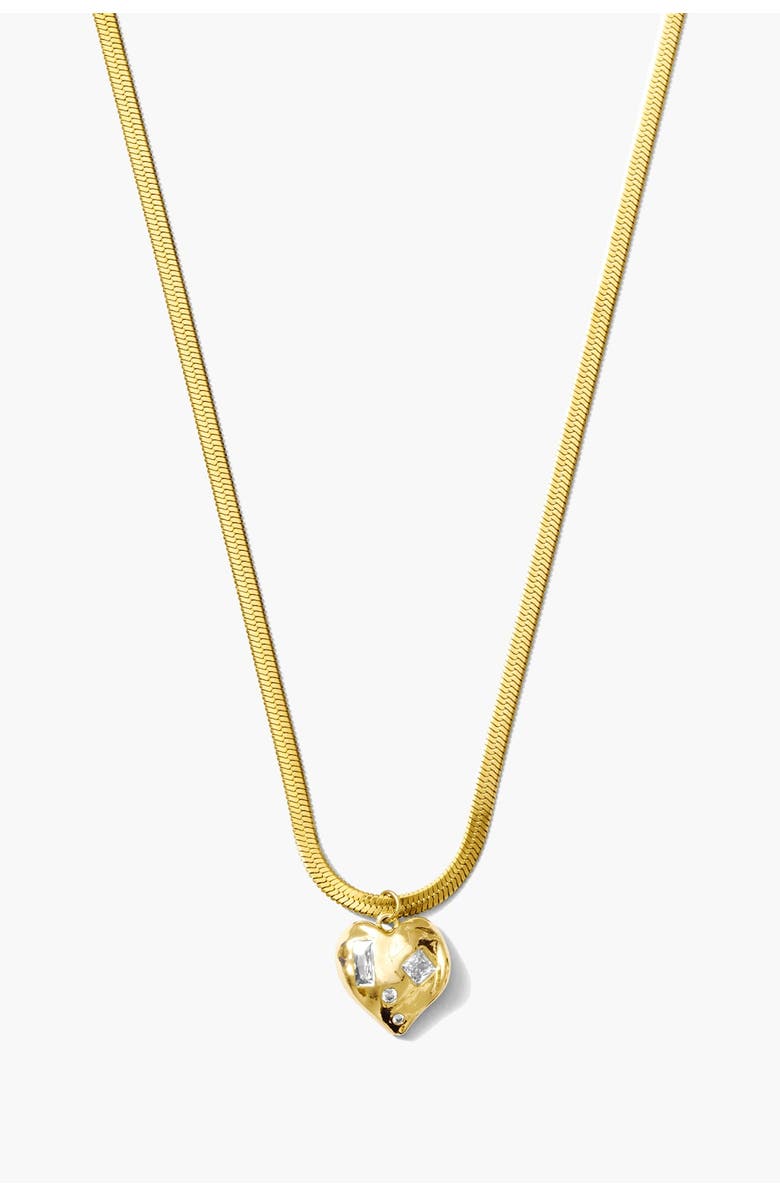 Joey Baby Freshwater Pearl Love You Chain Necklace, Main, color, Metallic Gold