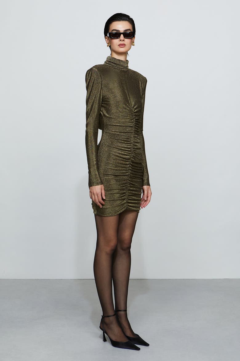 Luna Mini Dress, Alternate, color, Antique Gold
