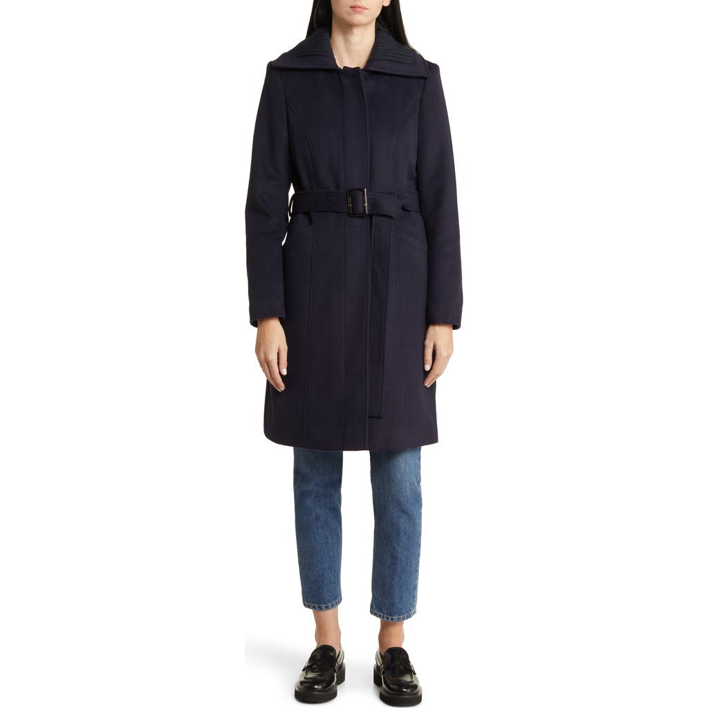 Shop Sam Edelman Wool Blend Rib Collar Coat