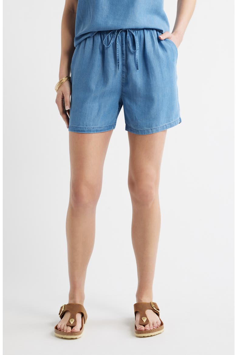 Pull-On Chambray Shorts, Main, color, MEDIUM WASH