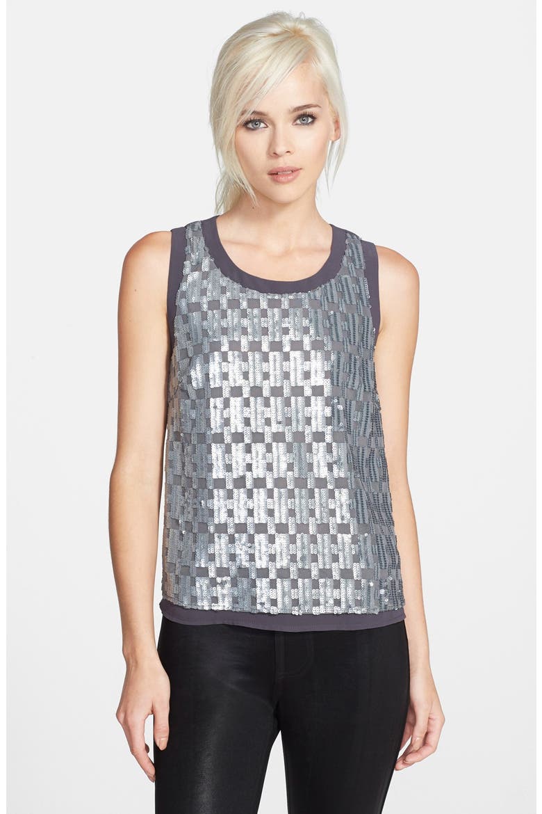ASTR Sequin Pattern Tank, Main, color, GREY