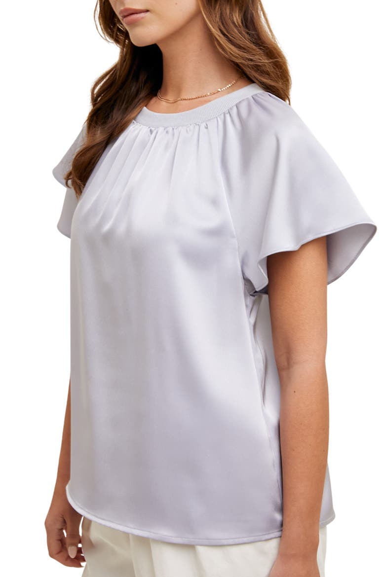 Flutter Sleeve Satin Top, Alternate, color, CLOUD